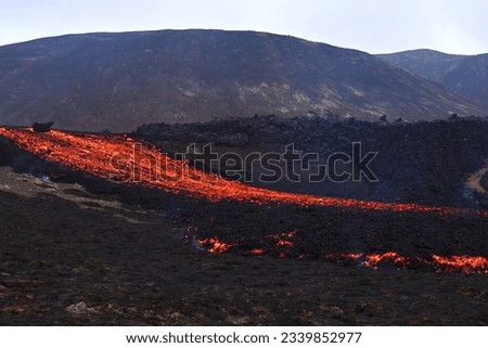 Lava, Active Volcano Littli-Hrútur 2023 Iceland