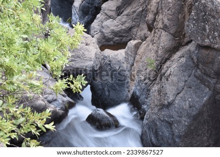 Rocky Waterfall Landscape, Montgomery Creek Falls, Travel in California, USA