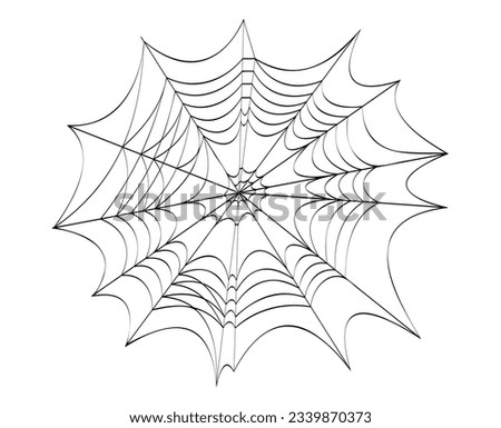 Spider web Halloween clip art vector illustration isolated on transparent background. Abstract hand drawn irregular line cobweb