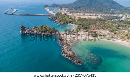high angle shot Aerial view of sea ​​bay in Thailand