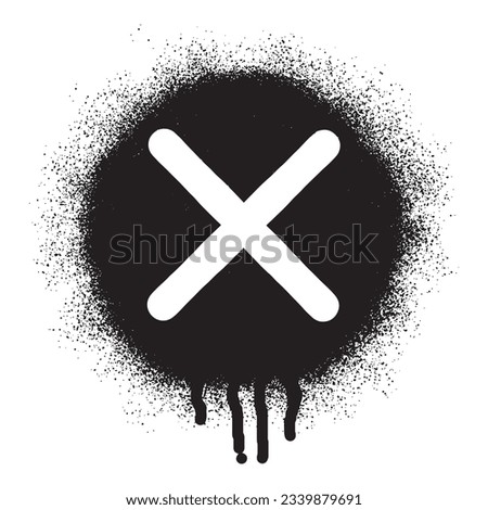 cross mark icon graffiti with black spray paint