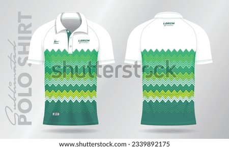 green yellow sublimation Polo Shirt mockup template design for badminton jersey, tennis, soccer, football or sport uniform