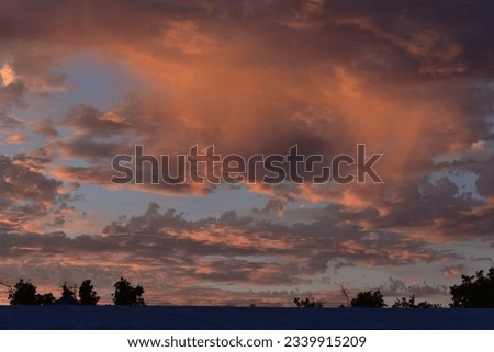 Pink Stormy Sunset Clouds over Redding, California USA