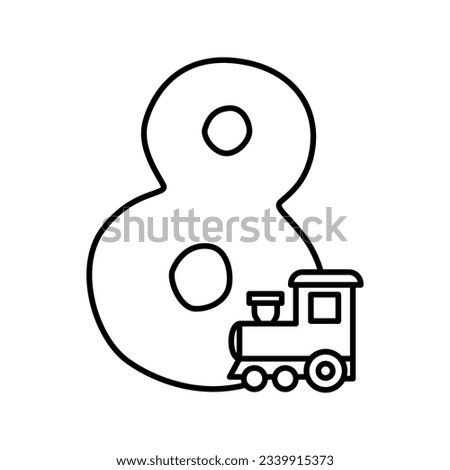 Number eight cartoon vector coloring page