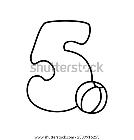 Number five cartoon coloring page