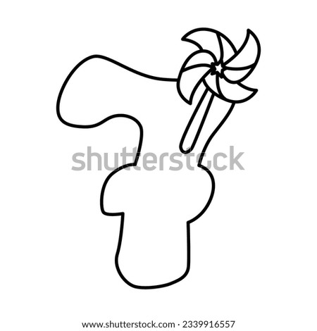 Number seven cartoon vector coloring page