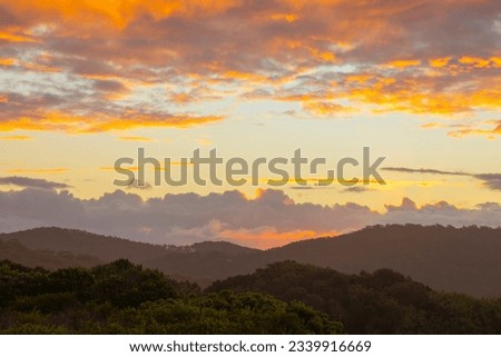Sunset view of Australian hinterland from Hastings Point, New South Wales