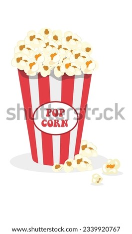 Popcorn bucket vector illustration. Popcorn box clip art. Cinema concept. Flat vector in cartoon style isolated on white background. 