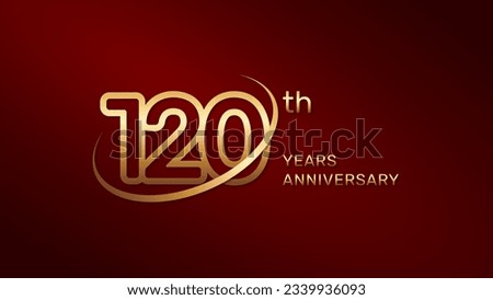 120th anniversary logo design in gold color isolated on a red background, logo vector illustration
