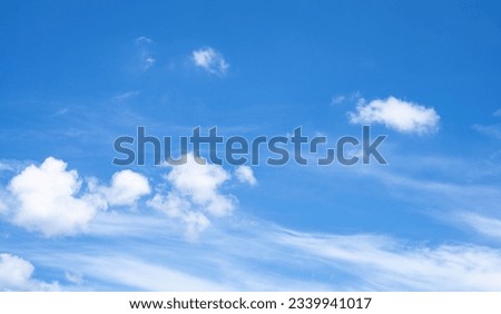 Beautiful blue sky and white cumulus clouds abstract background. Cloudscape background. Blue sky and fluffy white clouds on sunny days. Beautiful blue sky. World Ozone Day. Ozone layer. Summer sky. Royalty-Free Stock Photo #2339941017