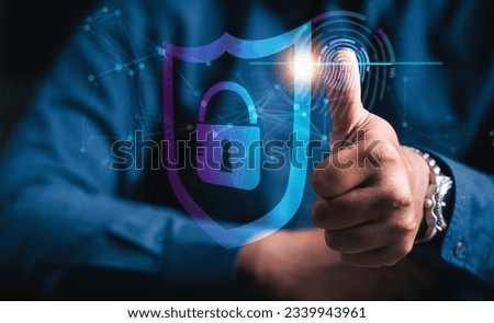 verify, security, identity, privacy, protection, authorization, safety, protect, secure, authentication, password. a finger to finger print to authorization verify authentication for identity. Royalty-Free Stock Photo #2339943961