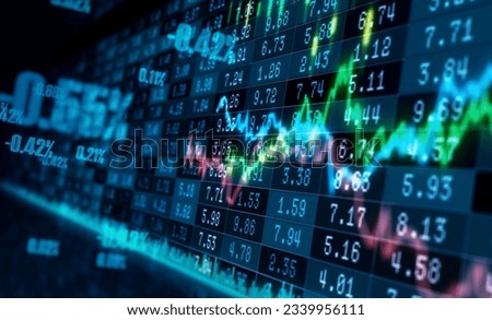 Stock market graph trading analysis investment financial, stock exchange financial or forex graph stock market graph chart business crisis crash loss and grow up gain and profits win up trend.  Royalty-Free Stock Photo #2339956111
