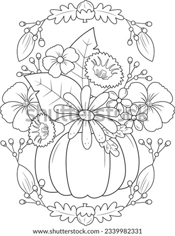Fall Autumn Adult Coloring Page. Thanksgiving Coloring Page. Fall Autumn Line Art Vector. Cute Fall Autumn Thanksgiving Coloring Page for Kids and Adults.