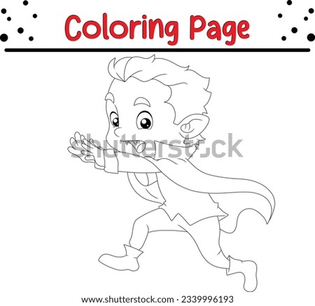 cute child in a Halloween vampire costume. happy Halloween coloring page for children.
