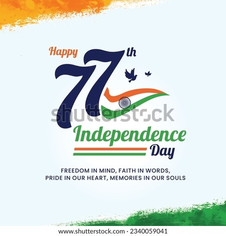77th Anniversary, Independence Day India, 2024, Vector Design post Template Royalty-Free Stock Photo #2340059041