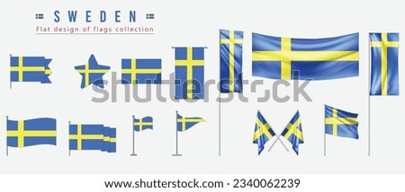 Sweden flag, flat design of flags collection