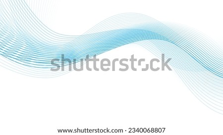 Vector wavy background. Abstract blue lines on white backdrop. Editable stroke