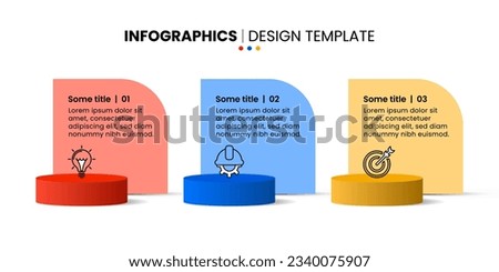 Infographic template with icons and 3 options or steps. 3d columns. Can be used for workflow layout, diagram, banner, webdesign. Vector illustration Royalty-Free Stock Photo #2340075907