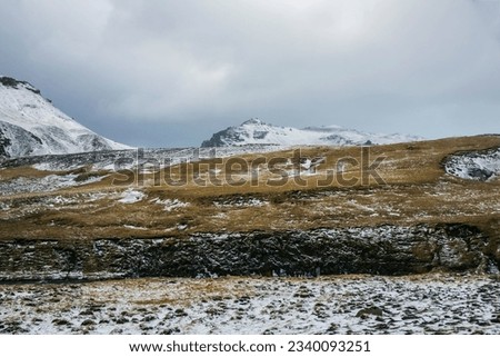 Winter landscape in southern Iceland, Northern Europe.