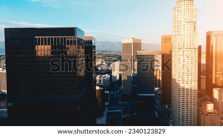 Aerial view of a Downtown Los Angeles. 