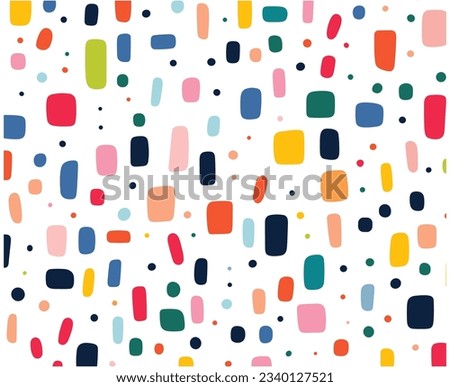 colorful line pattern with two lines and some small squares, in the style of colorful minimalism, elongated shapes, confetti-like dots, back button focus, clean minimalist lines Royalty-Free Stock Photo #2340127521