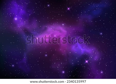 Vector colorful abstract universe backgroud with galaxies and glowing stars Royalty-Free Stock Photo #2340135997