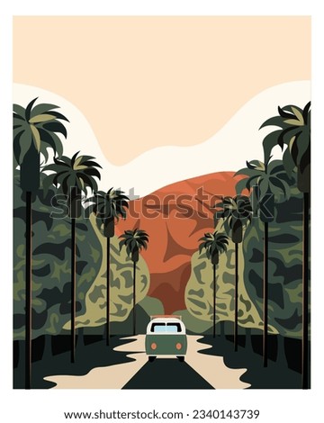 Vector illustration. Hollywood, California, USA, travel poster, postcard, banner, package design, cover.