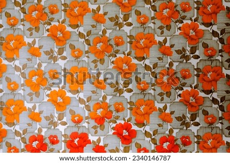 Patterned wallpaper from the 1970s-1980s Royalty-Free Stock Photo #2340146787