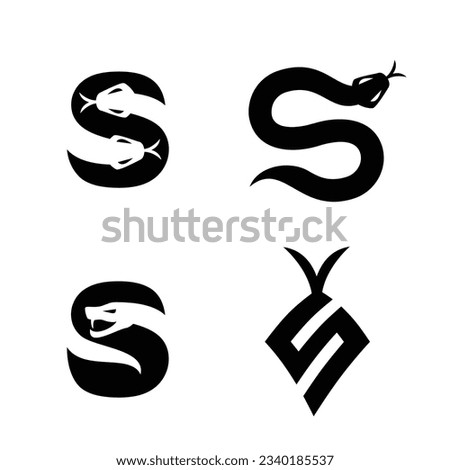 S Snake initial letter icon design template set collection