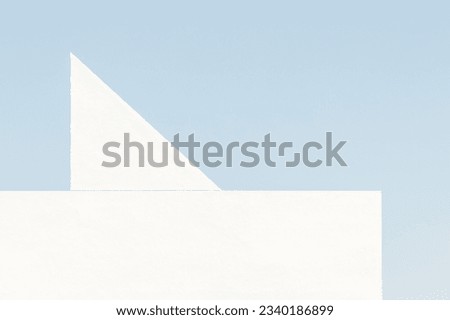 abstract geometric architecture detail. concrete structure building. Minimal geometrical blocks forms construction of a modern building white pastel walls and blue sky. exterior elegant design frame
