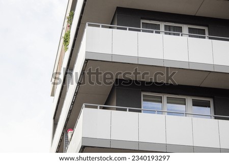 Modern architectural details. Balconies and facades in a modern style