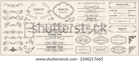 Vintage ornament, vector frame. Ornate frames and scroll elements. Set of text delimiters. Royalty-Free Stock Photo #2340217665