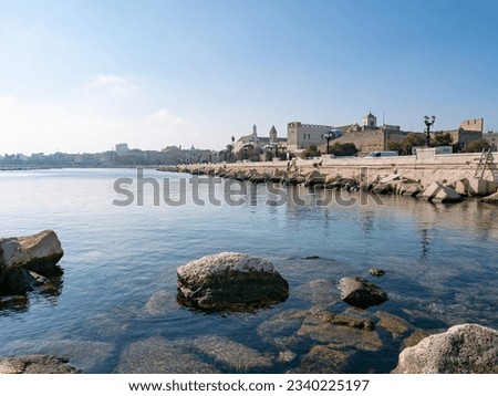 Waterfront of Lungomare Imperatore Augusto street in Bari, Italy in sunny day Royalty-Free Stock Photo #2340225197