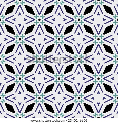 Geometric ornament in ethnic style.Abstract seamless pattern with squares,floral shapes, repeat tiles.Repeat design for fashion, textile design,  on wall paper, wrapping paper, fabrics and home decor.
