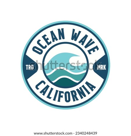 vector logo sea waves ocean landscape nature view stamp vintage inspiration Royalty-Free Stock Photo #2340248439