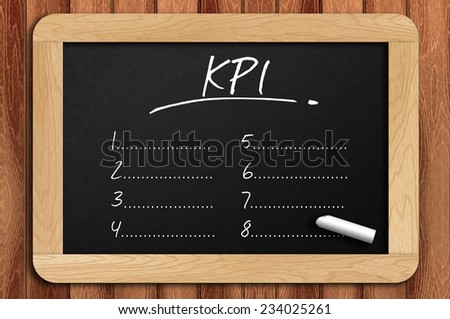 Chalkboard On The Wooden Table Written KPI.