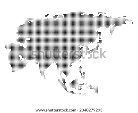 Asia Dotted Map Vector Round Design Art Abstract Illustration Clip Art. Blank map of Asia using dots vector.