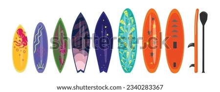 Surfboard icons set cartoon vector. Surfing board. Beach surf