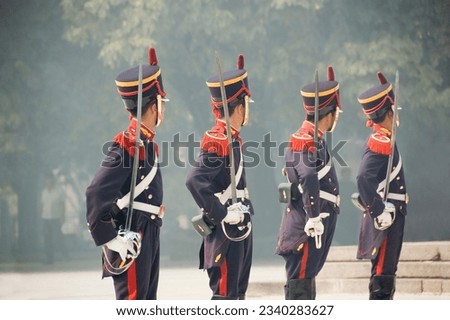 Official ceremonial soldiers of Argentina form a guard of honour Royalty-Free Stock Photo #2340283627