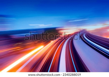 Abstract view on elevated highway, speeding concept.