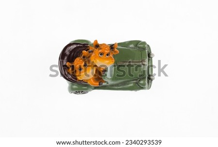 toy car with bulls isolated on white background