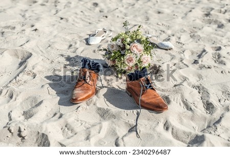 Romantic marriage couple wedding Symbols shoes