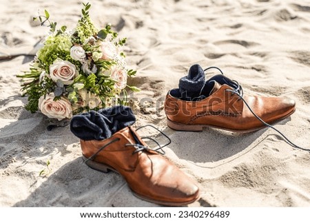 Romantic marriage couple wedding Symbols shoes