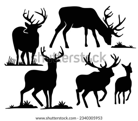 Deer animals silhouette.abstract animals in wild  collection
