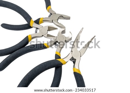  Assorted hand tools isolated on white background