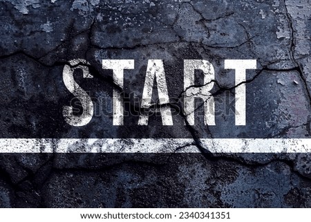 Start line with broken cement wall for business planning strategies and challenges or career path opportunities and change, road to success concept