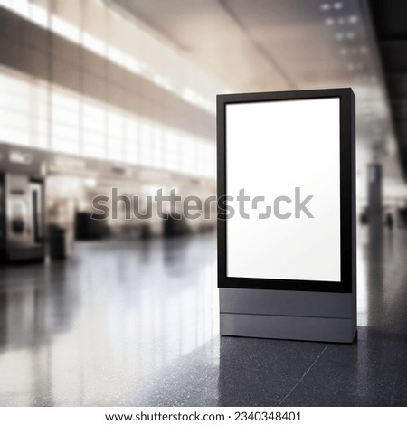 Billboard advertising mockup, airport background Royalty-Free Stock Photo #2340348401