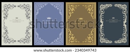Old pattern, vintage vector frames, border. Design elements for packaging design and invitations. Royalty-Free Stock Photo #2340349743