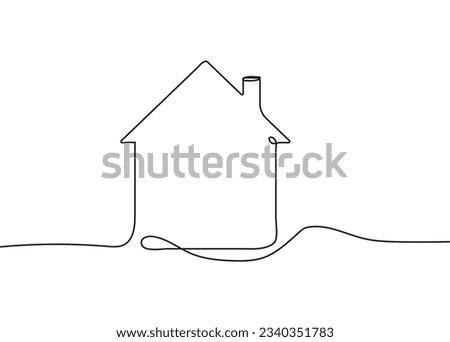 Continuous thin line home vector illustration. Single continuous line drawing of a luxury house in a big cit minimalist house icon. House architecture isolated minimalism concept.
