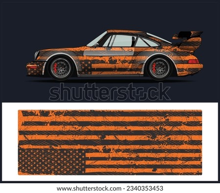 vehicle vinyl branding  for Car wrap design with Old dirty american flag